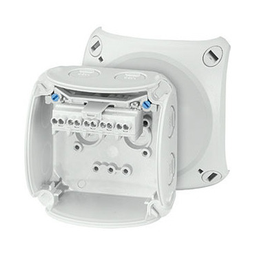 HEN KF 0202 G Krabicová rozvodka pro nechráněné venkovní instalace, šedá, s předlisy, s 5 pólovou sv