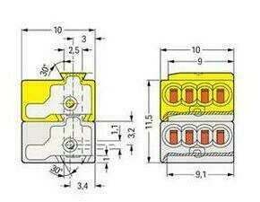WAGO 243-212 4vodičová pružinová svorka