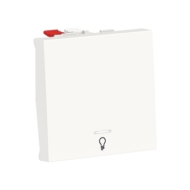 SCHN NU320618LN Unica - Tlačítko s orientační kontrolkou řazení 1/0So "světlo", 2M, Bílé