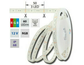LED pásek MC LED SMD5050 RGB, 60LED/m, 14,4W/m, DC 12V, 483lm/m, IP68, 13mm, 5m
