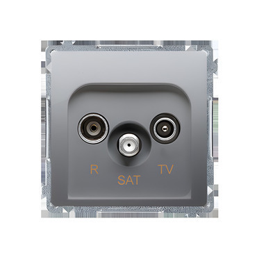 Zásuvka anténní SIMON BASIC BMZAR-SAT10/P.01/43, R+TV+SAT průchozí, 1x vstup: 5 MHz÷2, 4 GHz, stříb