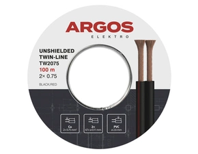 Dvojlinka nestíněná ARGOS TW2075, 2x 0,75 mm, černo-rudá, 100 m