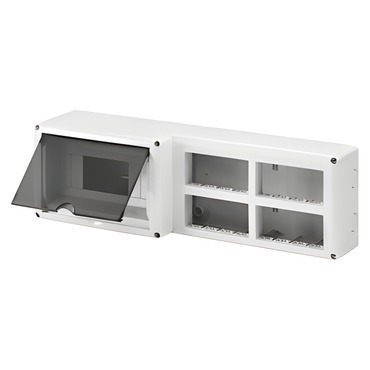 Skříňka GEWISS GW27073 pro komb. instalaci DIN a System, 8 modulů din, 16 modulů system, modul 4x4