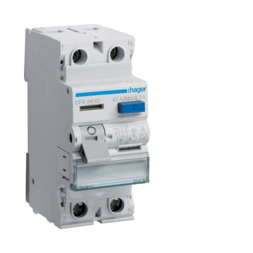 Chránič dvoupolový HAGER CFA263D Proudový chránič 2 pól. 63/0,3 A, A