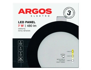 LED svítidlo vestavné ARGOS 7W, 480lm, IP40/20, CCT, kruhové, černé