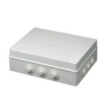 MALPRO S-BOX 706M Krabice S-BOX 706, 380 x 300 x 120 mm, 12 průchodek, IP55 šedá, plastové šrouby, 6