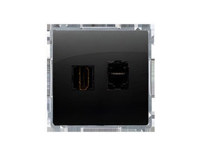 Zásuvka HDMI+datová SIMON BASIC BMGHRJ45.01/49, RJ45 kat. 6 (přístroj s krytem), černá matná