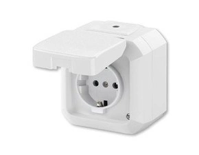 Zásuvka jednonásobná ABB Variant 5518N-C03510 B, bílá, IP54, (podle DIN), s víčkem