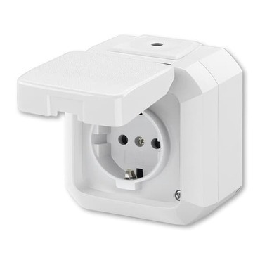 Zásuvka jednonásobná ABB Variant 5518N-C03510 B, bílá, IP54, (podle DIN), s víčkem