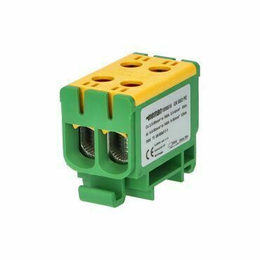 Svorka univerzální ELEMAN 1006615, UK 50/2 PE, 160A, 1pól., AL/CU, krytá, zel.-žl., na DIN