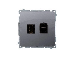 SIMON Basic BMGHRJ45.01/21 Zásuvka HDMI + počítačová zásuvka RJ45 kat.6, (strojek s krytem) Inox