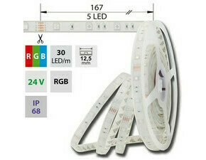 LED pásek MC LED SMD5050 RGB, 30LED/m, IP68, DC 24V, 12,5mm, 5m