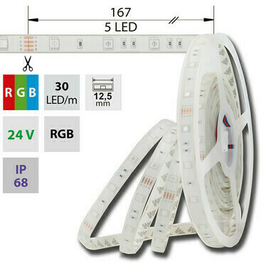 LED pásek MC LED SMD5050 RGB, 30LED/m, IP68, DC 24V, 12,5mm, 5m
