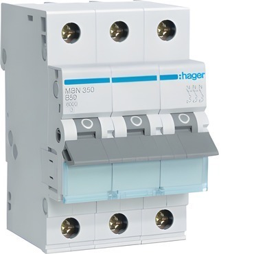 Jistič třípolový HAGER MBN350 3 pól. 50A, char.B, 6 kA