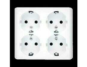 Zásuvka Schuko SIMON EGSZ4NZ/11, 4 násobná, se clonkami, na omítku, šroubové svorky, bílá