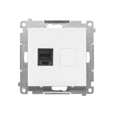 Zásuvka telefonní SIMON TF1.01/111, RJ12, 1 násobná (přístroj s krytem), bílá matná