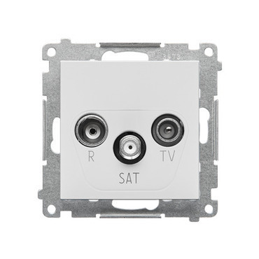 Zásuvka anténní SIMON TASK.01/114, R+TV+SAT koncová, 1x vstup: 5 MHz÷2, 4 GHz, světle šedá matná