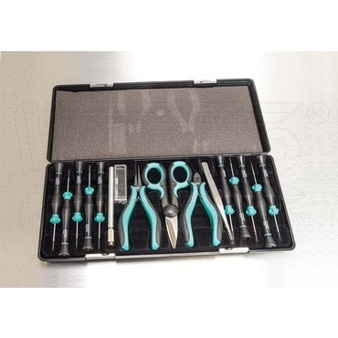 wpr10199 251-CNRS-1 15-dílná sada "CONNORS" malých šroubováků+nůžky, dl.kleště,štípací kleště, pinze
