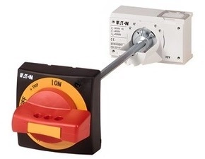 EATON 100671 NZM1-XTVDVR-60-NA Ovl.rukojeť s dveřní spojkou, červená/žlutá, blok.dveří, uzamykatelná