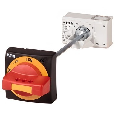 EATON 100671 NZM1-XTVDVR-60-NA Ovl.rukojeť s dveřní spojkou, červená/žlutá, blok.dveří, uzamykatelná
