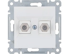 HAG WL3260 Anténní zásuvka 2-násobná, F konektor, Lumina, bílá lesk
