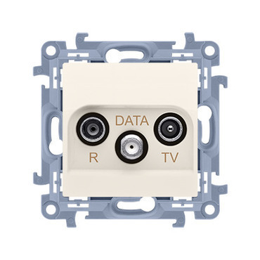 SIMON 10 CAD.01/41 Anténní zásuvka R-TV-DATA (strojek s krytem), 1x vstup: 5-862 MHz, krémová