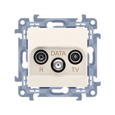 Zásuvka anténní SIMON CAD.01/41, R+TV+DATA (přístroj s krytem), 1x vstup: 5–862 MHz, krémová