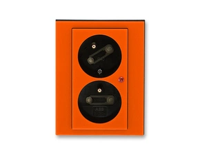 Zásuvka dvojnásobná ABB Levit 5593H-C02357 66, oranžová/kouř. černá, s ochranou před přepětím