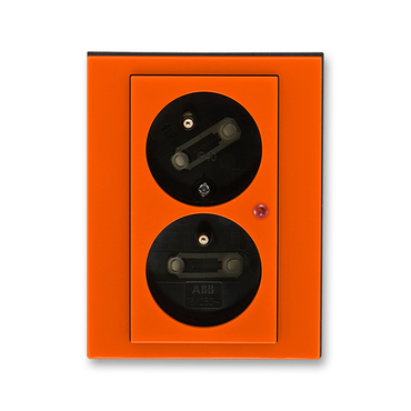 Zásuvka dvojnásobná ABB Levit 5593H-C02357 66, oranžová/kouř. černá, s ochranou před přepětím