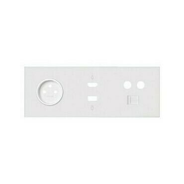 Sestava 3 násobná: 1 zásuvka+1 HDMI+1 USB+1 TV+1 RJ45, bílá matná