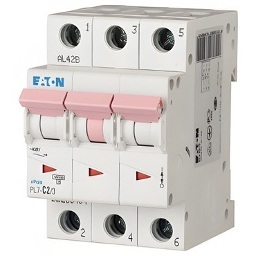 Jistič třípolový EATON 263404 PL7-C2/3 PL7, char C, 3-pólový, Icn=10kA, In=2A