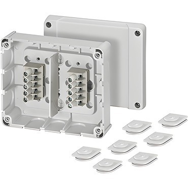 HEN DP 9222 Krabcová rozvodka pro chráněné instalace IP 54, 2x 5-ti pól svorkovnice do 4mm2, použití
