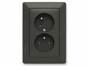 Zásuvka dvojnásobná ABB ZONI 5513T-C02157 237, clonky, natočená dutina, matná černá