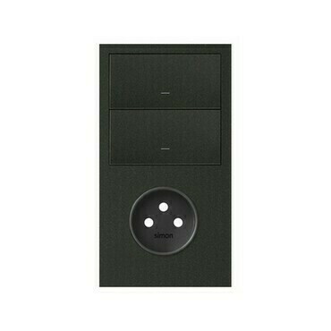 Sestava 2 násobná: 1 zásuvka+2 kryty, černá matná