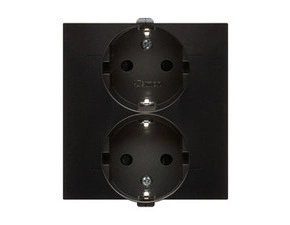 Zásuvka Schuko SIMON DGSz2Z/48, 2 násobná, se clonkami, šroubové svorky, antracitová metalizovaná