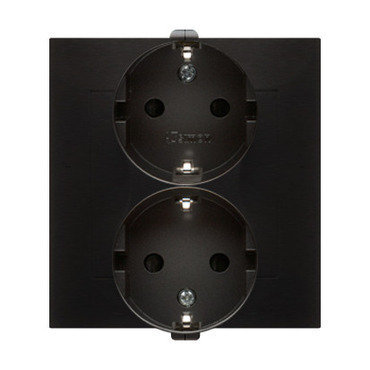 Zásuvka Schuko SIMON DGSz2Z/48, 2 násobná, se clonkami, šroubové svorky, antracitová metalizovaná