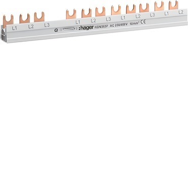 HAG KDN363F Hřebenová přípojnice 3P, 10mm2/12mod. pro 1 ks 4-pó
