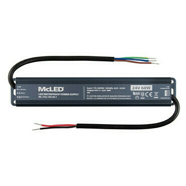 LED driver napěťový MC LED 60W, DC 24V/2,5A, IP67, hliníkové provedení