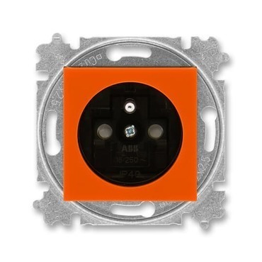 Zásuvka jednonásobná ABB Levit 6619H-A06357 66, oranžová/kouř. černá, s clonkami (typ 6619)