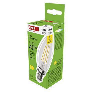 EMOS ZF3D23 LED FLM CANDLE 3,4W(40W) 470lm E14 NW