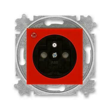 Zásuvka jednonásobná ABB Levit 5599H-A02357 65, červená/kouř. černá, s ochranou před přepětím