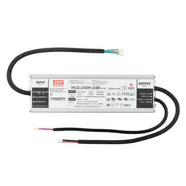 LED driver napěťový MEAN WELL HLG-240H-24B, 240 W, DC 24V/10A, IP67, kovové provedení, 1-10V a PWM