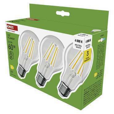 EMOS ZF5D43.3 LED FLM A60 5,9W(60W) 806lm E27 NW 3PC