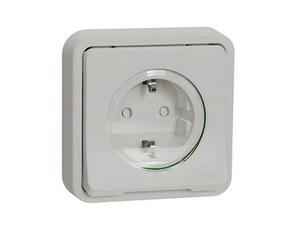 SCHN MUR39132 Mureva Styl - Kompletní zásuvka 16A Schuko, clonky, bezšroubová, IP55, pro zapuštění,