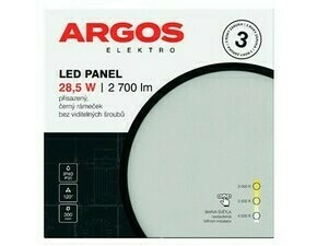 LED svítidlo přisazené ARGOS 28,5W, 2700lm, IP40/20, CCT, kruhové, černé