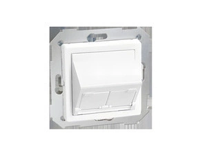 Kryt komunikační SIMON 82 82579-30, a datové zásuvky 2nás., 2x RJ45/RJ12/RJ11, zkosený, bílá