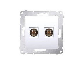 Zásuvka reproduktorová SIMON DGL2.01/11, 1 násobná (přístroj s krytem), bílá