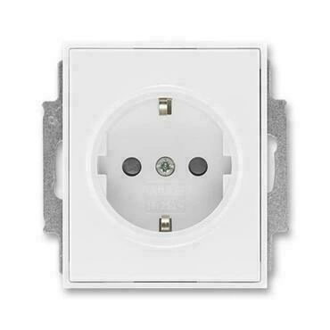 Zásuvka jednonásobná ABB Element 5518E-A03459 03, bílá/bílá, (podle DIN), s clonkami