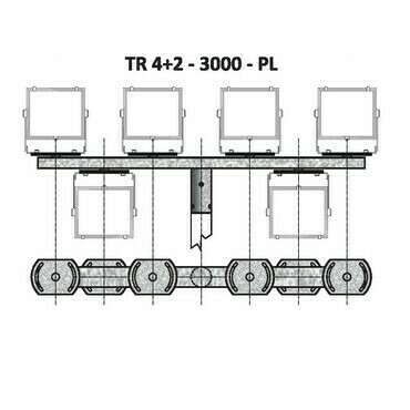 TR 4+2/114 - 3000 - PL držák pro reflektory PL, natáčení do stran