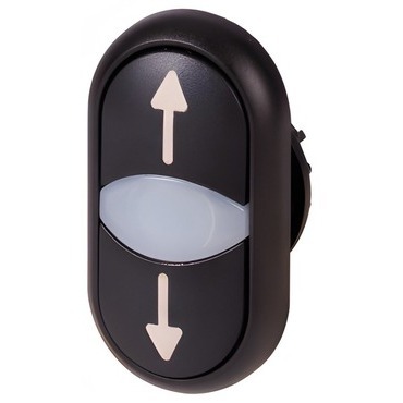 EATON 216711 M22S-DDL-S-X7/X7 Dvojité tlačítko, zvýšené, bílá čočka pro signálku, černý kroužek, UP/